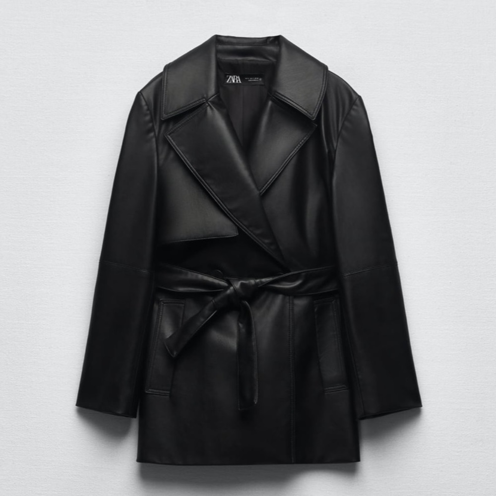 NWT Zara belted leather trench